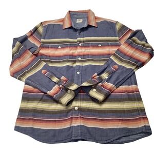 FAHERTY BRAND Mens Long Sleeve Striped Button Down Shirt‎ 100% Organic Cotton Lg